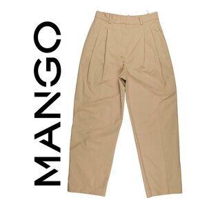 Mango MNG Pleated Beige Classic High Trousers – Pants Size US 4